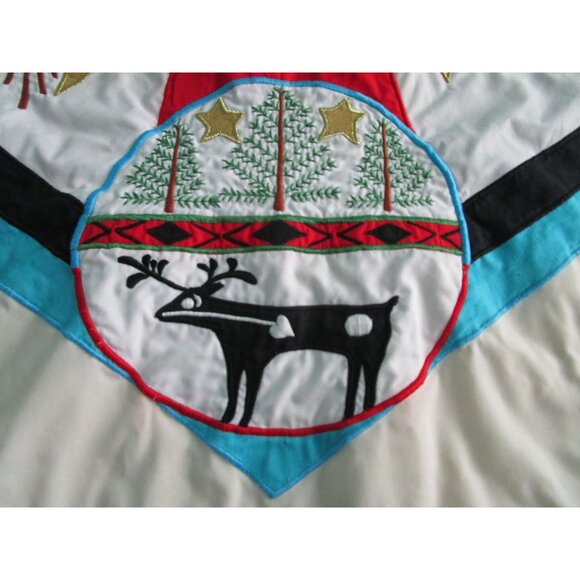 Vintage House Of Hatten Southwest Santa Applique Tree Skirt 58" Cotton Poly GUC - Picture 11 of 16